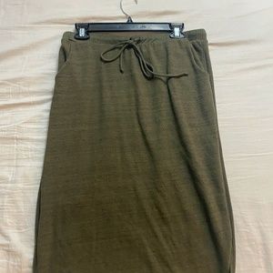 Army Green Bobeau Drawsrting Waist Skirt with Pockets